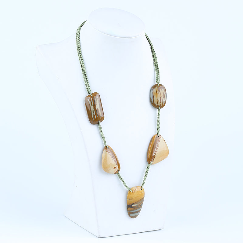 New Arrival! Hand-woven, Natural Owyhee Necklace, Bead Chrysocolla, Adjustable Necklace, 1 Strand, 20 inch, 40g
