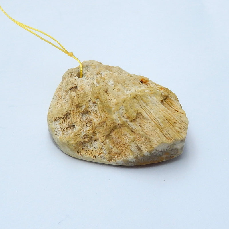 Natural Indonesian Fossil Coral Drilled Heart Pendant Bead, 44x43x16mm, 34.8g - MyGemGarden