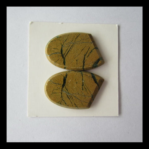 Green Opal Cabochon Pair ,25x16x3mm,5.7g - MyGemGarden