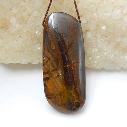 New, Natural Boulder opal Drilled Gemstone Pendant Bead, 50x21x10mm, 19g - MyGemGarden
