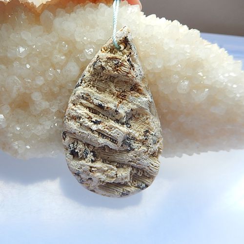 Water Drop Shape Indonesian Coral Gemstone Natural Stone Pendant Bead 60x35x11mm 19.4g - MyGemGarden