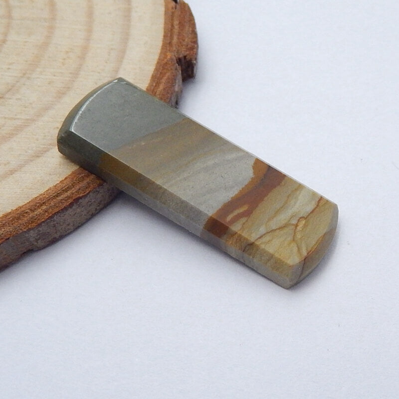 Natural Us Biggs Jasper Rectangle Gemstone Cabochon, 32x12x3mm, 2.9g - MyGemGarden