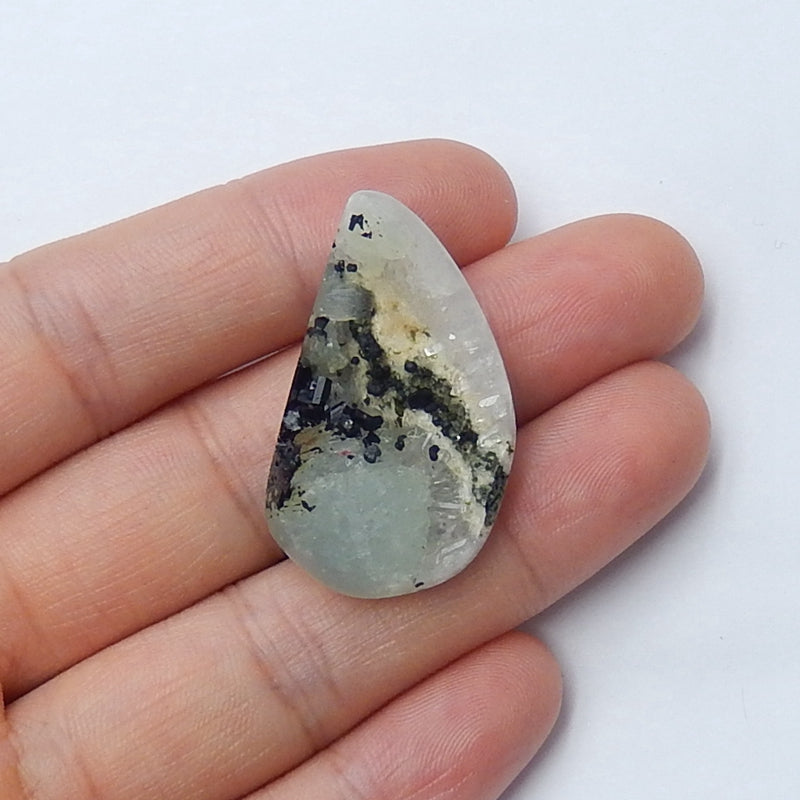 Natural nugget Prehnite Gemstone Cabochon, 32x20x10mm, 8.1g - MyGemGarden