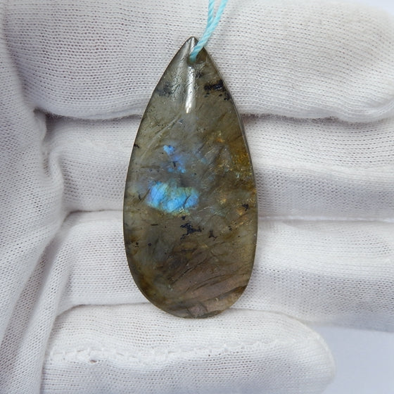 Labradorite Gemstone Natural Pendant Bead, 46x22x6mm, 8.7g - MyGemGarden