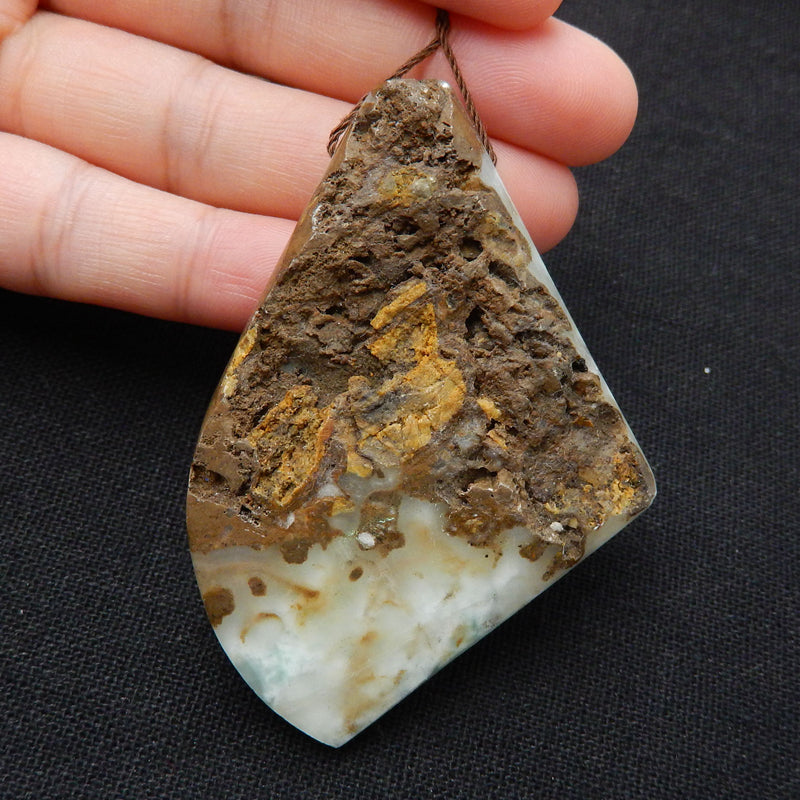 Nugget Larimar Gemstone Pendant, Raw Larimar Pendant, 67x47x10mm, 40.4g - MyGemGarden
