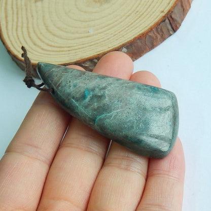 Natura Chrysocolla Gemstone Pendant Bead, 52x26x8mm, 16.6g - MyGemGarden