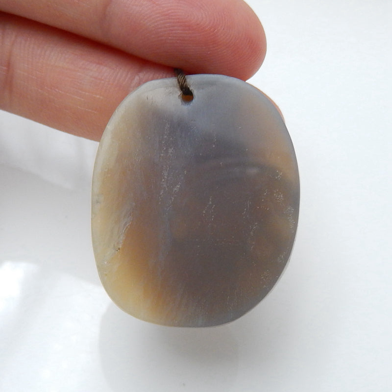Handmade Agate Carving Tiger and Woman Gemstone Pendant Bead, 33x27x6mm, 9.1g - MyGemGarden