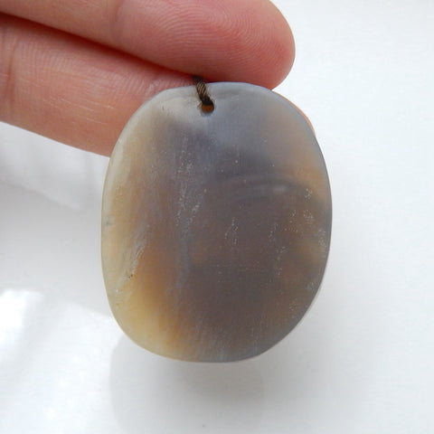 Handmade Agate Carving Tiger and Woman Gemstone Pendant Bead, 33x27x6mm, 9.1g - MyGemGarden