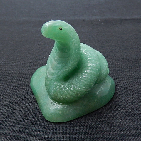 New, Carved Green Aventurine Gemstone snake Ornament, 55x54x48mm, 107.2g - MyGemGarden