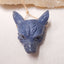 Carved Wolf Head Blue Coral Gemstone Pendant , 47x37x18mm, 27g - MyGemGarden