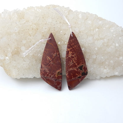 Natural Multi-Color Picasso Jasper Earrings Pair 43x16x4mm,7.8g - MyGemGarden