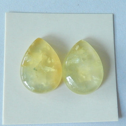 Natural Prehnite Gemstone Cabochon Pair,20x15x5mm,4g - MyGemGarden