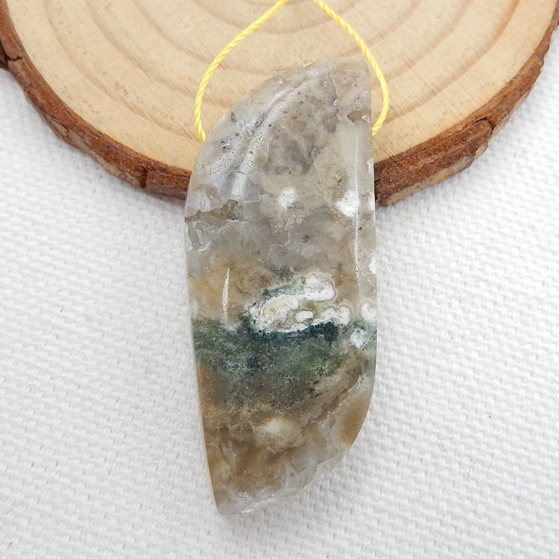 Natural Ocean Jasper Drilled Gemstone Pendant Bead, 44x18x8mm, 11.7g - MyGemGarden