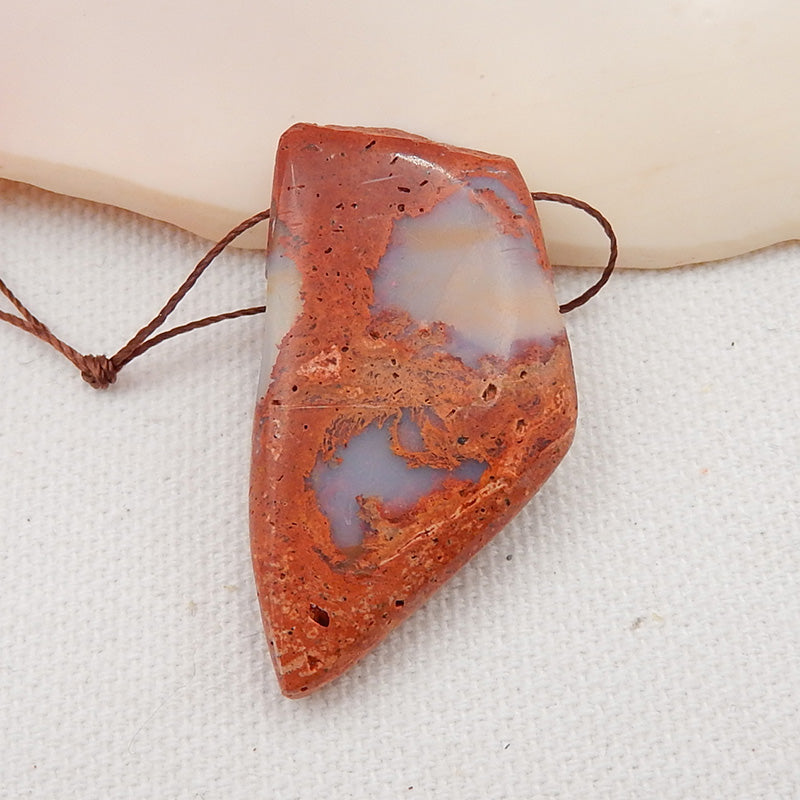 Natural Australia Red Opal Drilled Gemstone Pendant Bead, 40x21x9mm, 8.9g - MyGemGarden