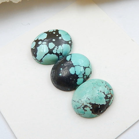 3 PCS Natural Oval Turquoise Gemstone Cabochons, 12x9x4mm, 2.4g - MyGemGarden