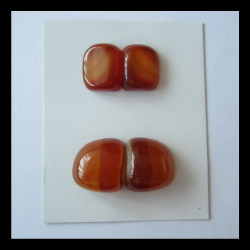 Red Agate Cabochon Pair,15x12x6mm,17x16x10mm,14g - MyGemGarden