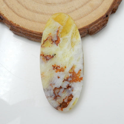 Natural Yellow Opal Oval Gemstone Cabochon, 40x18x5mm, 5.3g - MyGemGarden