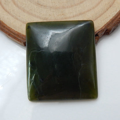 Natural Canada jade Rectangle Gemstone Cabochon, 29x26x6mm, 9.8g - MyGemGarden