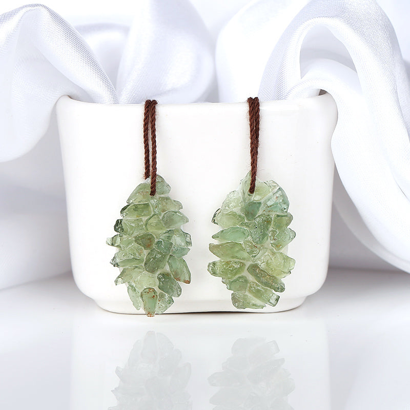 M.O.P With Green Tourmaline Glued Earrings Stone Pair, 28x16x4mm, 4.5g - MyGemGarden
