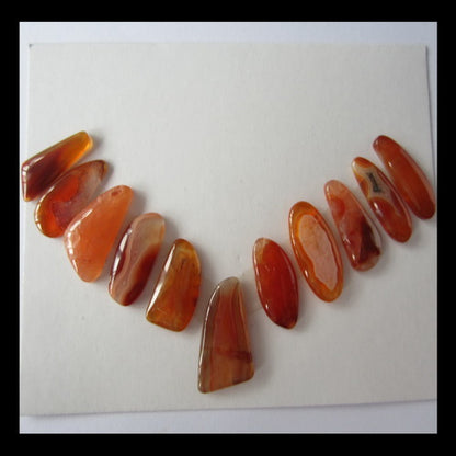 11 pcs Red Agate Cabochon 20x12x3mm,19x7x3mm,11.4g - MyGemGarden