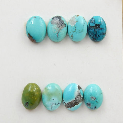 8 PCS Natural Oval Turquoise Gemstone Cabochons, 8x6x3mm, 3.2g - MyGemGarden