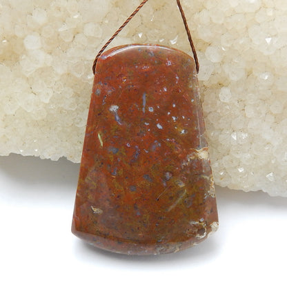 Natural Ocean Jasper Drilled Gemstone Pendant Bead, 40x28x8mm, 16.2g - MyGemGarden