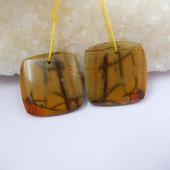 Muti Color Picasso Jasper Gemstone Natural Earrings Pair, 26x5mm, 11.3g - MyGemGarden