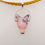 Natural Pink Opal Carved wolf head Pendant with 925 Sterling Silver 23x16x9mm, 3.6g