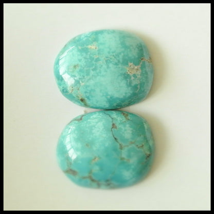 Natural Turquoise Gemstone Cabochon Pair 18x15x5mm,4.8g - MyGemGarden