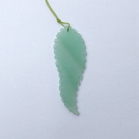 Natural Green Aventurine Carved Leaf Pendant Bead, 60x22x3mm, 7.2g - MyGemGarden