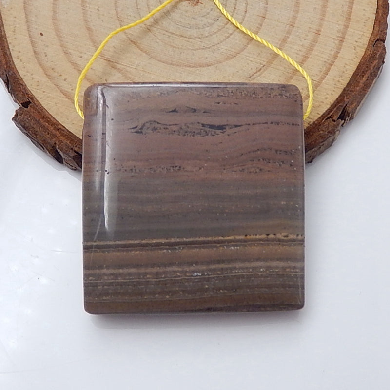 Natural Jasper Drilled Rectangle Gemstone Pendant Bead, 34x33x8mm, 20.4g - MyGemGarden