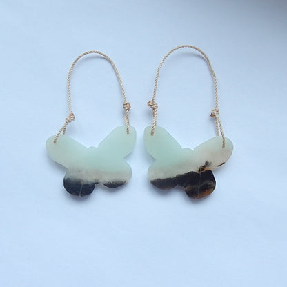 New Arrival Amazonite Carved Butterfly Earrings Pair,31x22x4mm,6.5g - MyGemGarden