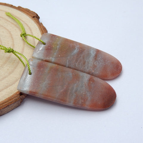 Natural Amazonite Earrings Pair, stone for Earrings making, 38x16x5mm, 11.4g - MyGemGarden