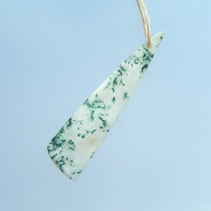 Moss Agate Gemstone Natural Pendant Bead, 42x11x4mm 2.7g - MyGemGarden