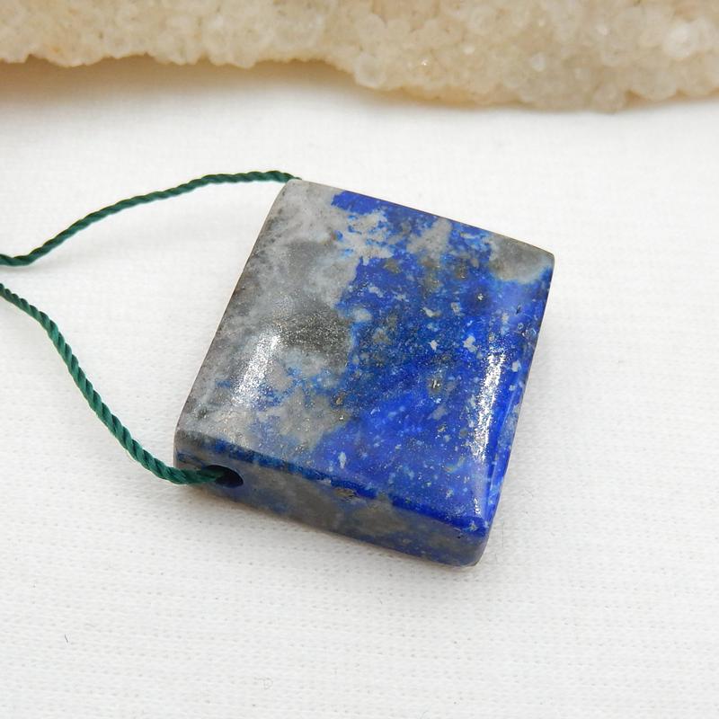 Rectangle Lapis Lazuli Drilled Gemstone Pendant Stone, 24x21x8mm, 9.7g