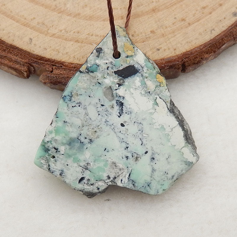 Natural Nugget Turquoise Drilled Pendant Stone, 25x24x3mm, 2.3g