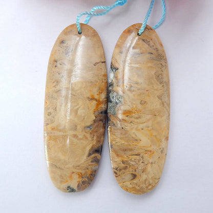 Natural spot stone Oval Earrings Pair, stone for Earrings making, 46x17x6mm, 15.38g - MyGemGarden