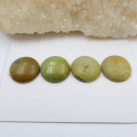 4 PCS Natural Round Turquoise Gemstone Cabochons, 15x5mm, 6.8g - MyGemGarden