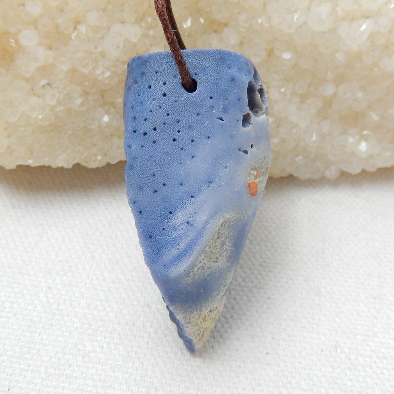 New, Blue Fossil Coral Gemstone Pendant, Nugget Pendant, 46x24x22mm, 30.2g - MyGemGarden