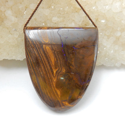 New, Natural Boulder opal Drilled Gemstone Pendant Bead, 39x34x11mm, 26g - MyGemGarden