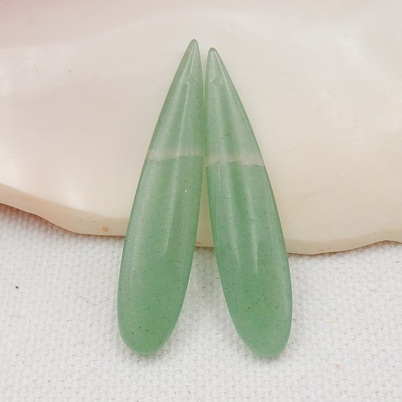 Green Aventurine Teardrop Earrings Stone Pair, stone for earrings making, 40x9x4mm, 4.5g - MyGemGarden