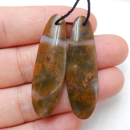 Natural Green Opal Earrings Pair, stone for Earrings making, 40x12x5mm, 6.8g - MyGemGarden