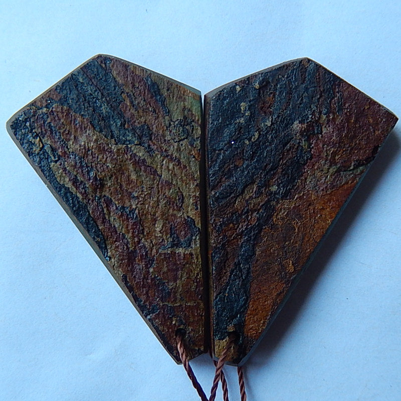 Natural Iron Pyrite Drilled Earrings Pair 35x20x5mm,10.4g - MyGemGarden