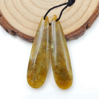 Yellow Opal Teardrop Earrings, stone for earrings making, 41x10x4mm, 5g - MyGemGarden