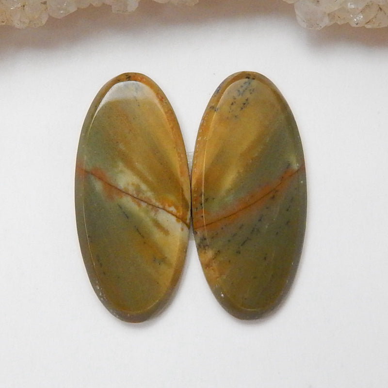 Natural Multi-Color Picasso jasper Oval Gemstone Cabochon Pair, 22x10x3mm, 2.6g - MyGemGarden