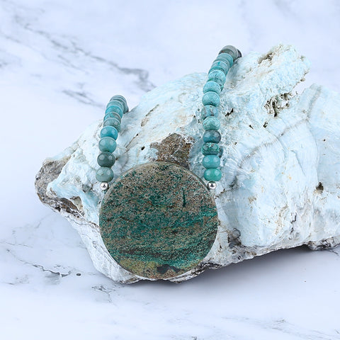 Colliers de pierres précieuses brutes, collier de colliers de pierres précieuses turquoise, collier réglable