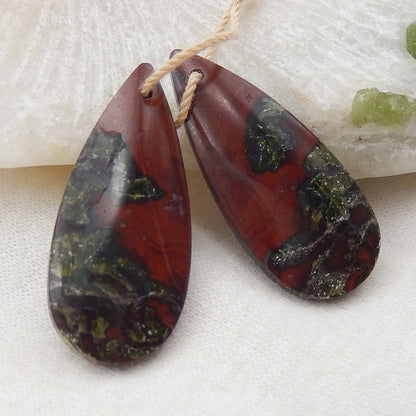 Natural Dragon Blood Stone Earring Beads 30x13x5mm, 6g
