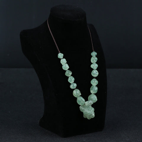 Natural Prehnite Gemstone Necklace, Adjustable Necklace, 1 Strand, 16-24 inch, 58g