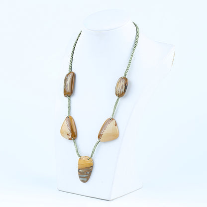New Arrival! Hand-woven, Natural Owyhee Necklace, Bead Chrysocolla, Adjustable Necklace, 1 Strand, 20 inch, 40g