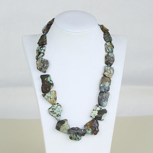 Natural Turquoise Necklace, Turquoise Bead Strands Handmade Gemstones, Adjustable Necklace, 1 Strand, 18-22 inch, 79.2g